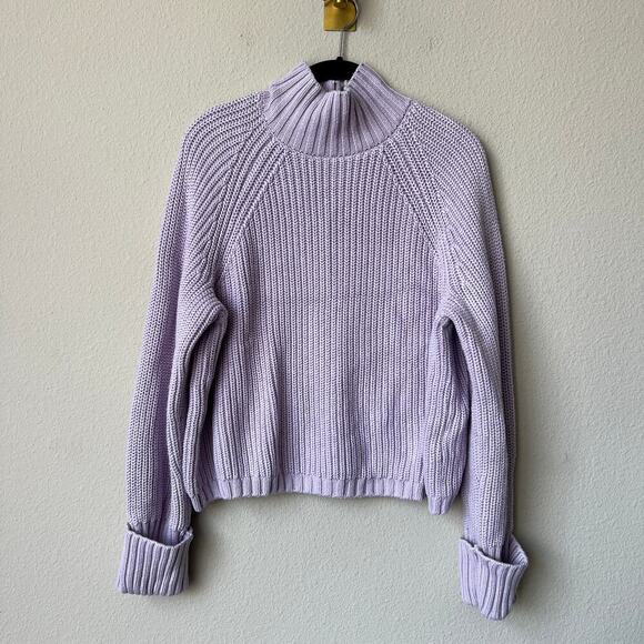 Abercrombie & Fitch Lavender Purple Chunky Knit Turtleneck Sweater Size S - Picture 2 of 5